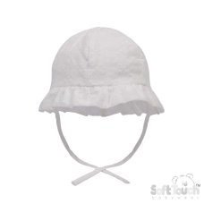 H30: White Broderie Anglaise Hat (0-24 Months)